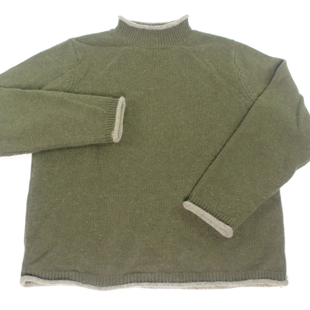 Woolrich Laurel Green 100% Wool Mock Neck Sweater
